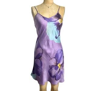 Daerli Purple Floral Slip Dress Bodycon Y2K Dainty Galm Spaghetti Strap Size XS